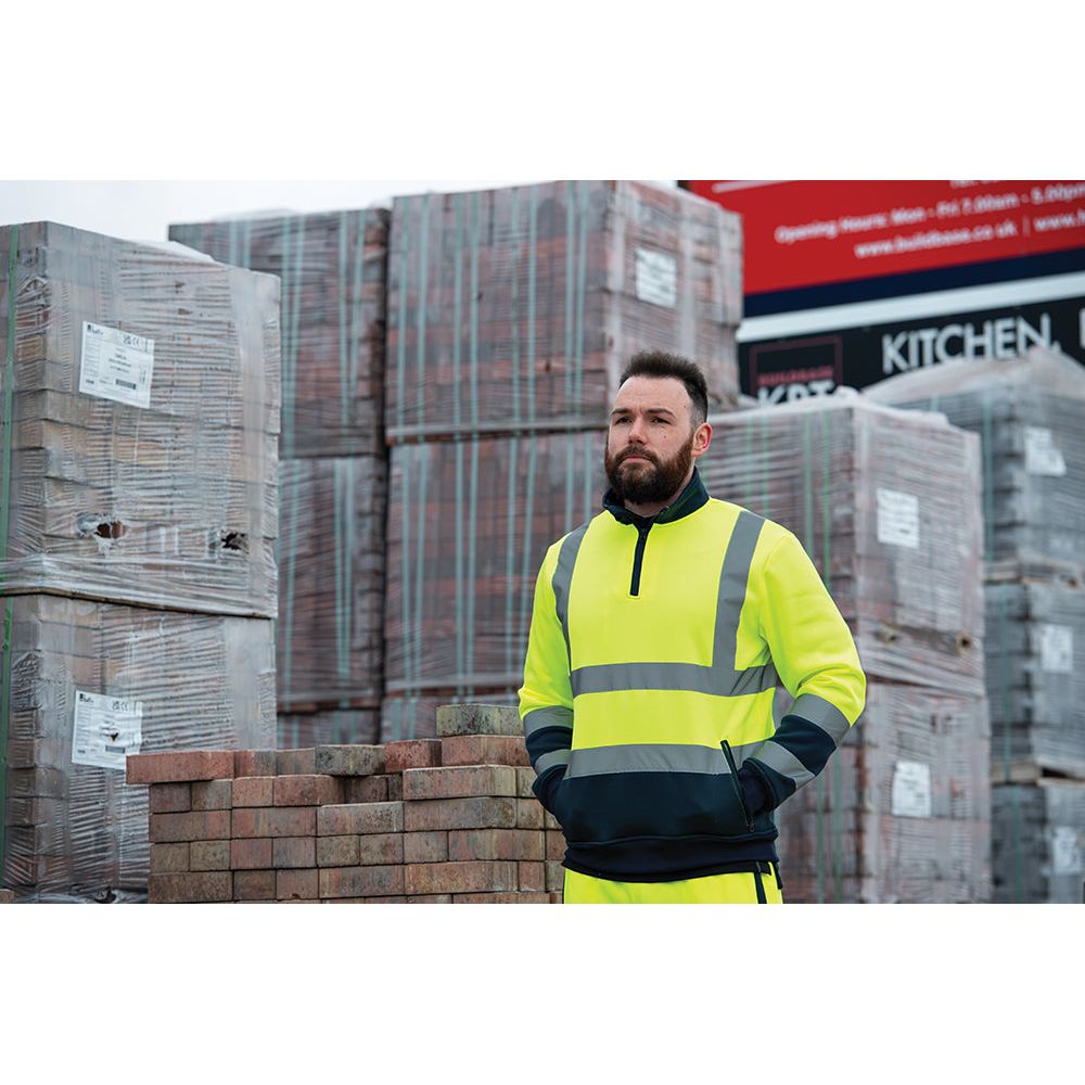 Tough Grit - Tweekleurig Hi-Vis sweatshirt, geel/blauw Maat M