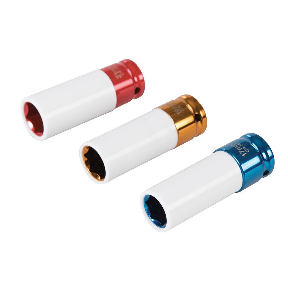 Silverline - Slagmoerdoppenset, 3 pk. 1/2" / 17, 19 en 21 mm