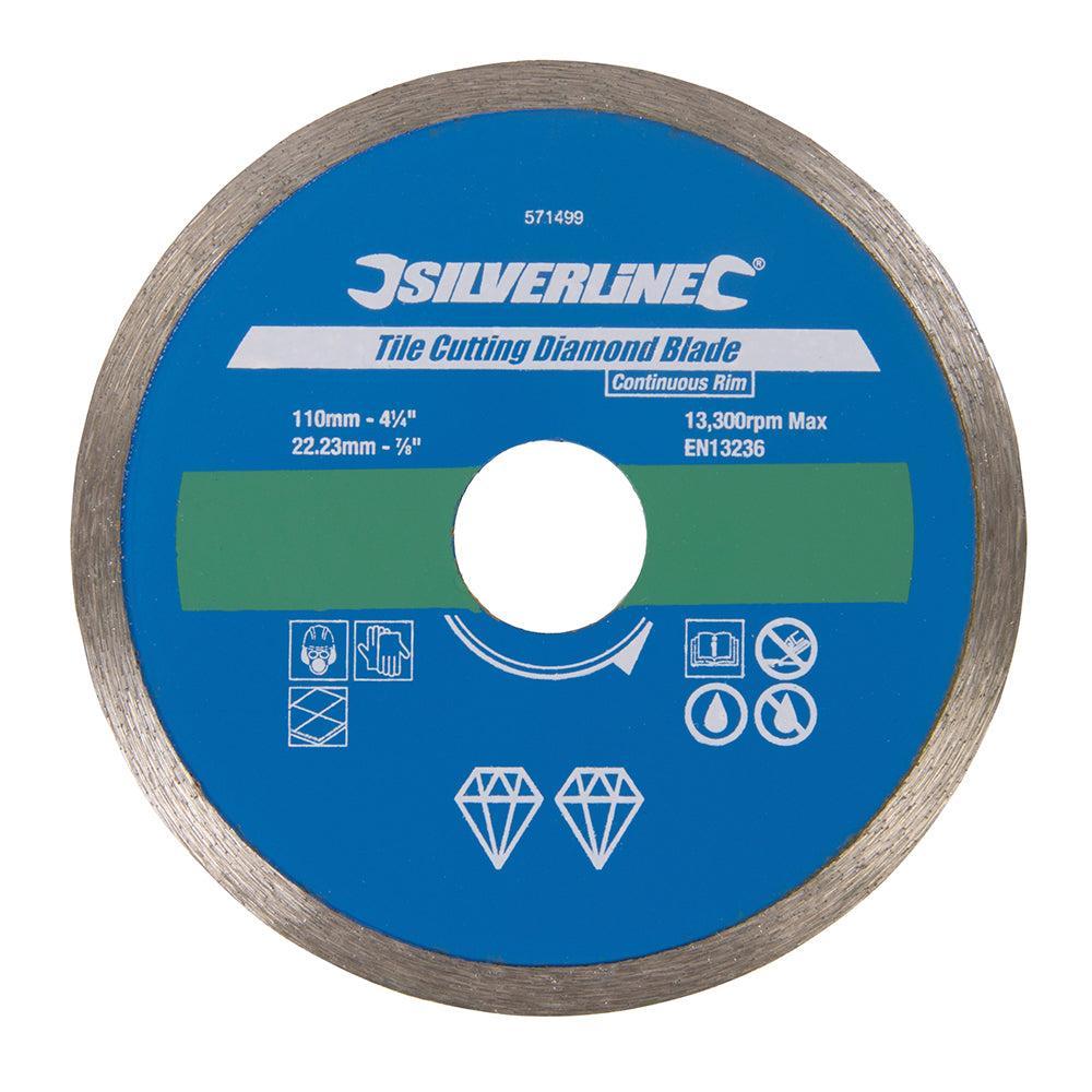 Silverline - Diamant tegel snijschijf 110 x 22,23 mm, gesloten velg