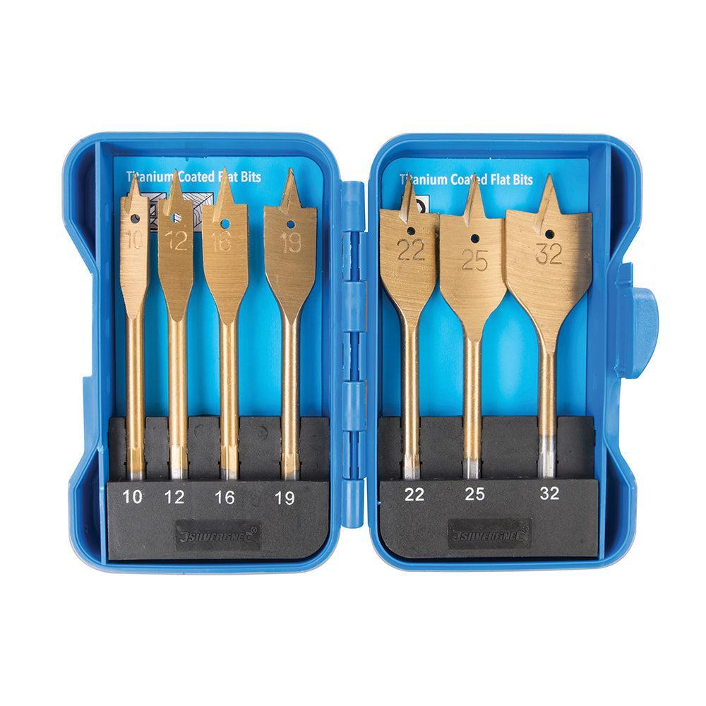 Silverline - 7-delige platte bits set met titanium coating 10-32 mm