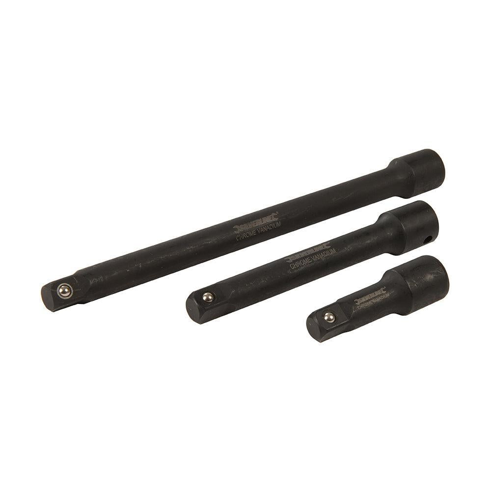 Silverline - 3-delige set verlengstukken 1/2" voor slagdoppen 75, 150 & 250 mm