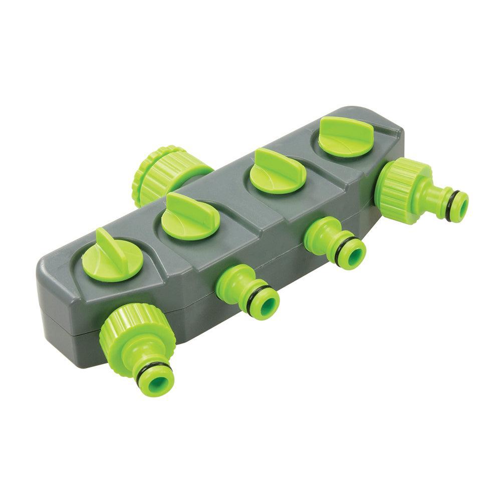 Silverline - 4-weg waterverdeler 3/4" en 1/2"