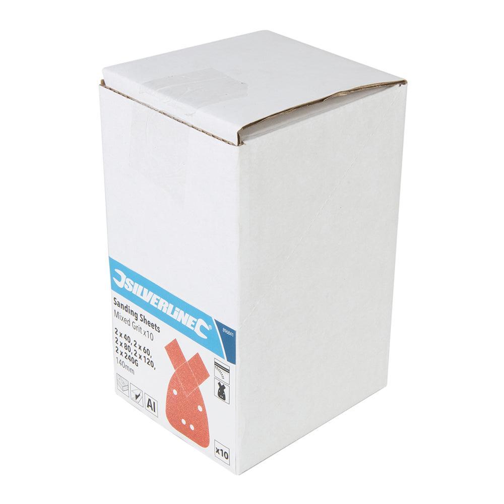 Silverline - Klittenband delta schuurvellen en punten 140 mm 10 stk 2 x 40, 2 x 60, 2 x 80, 2 x 120, 2 x 240 korrel