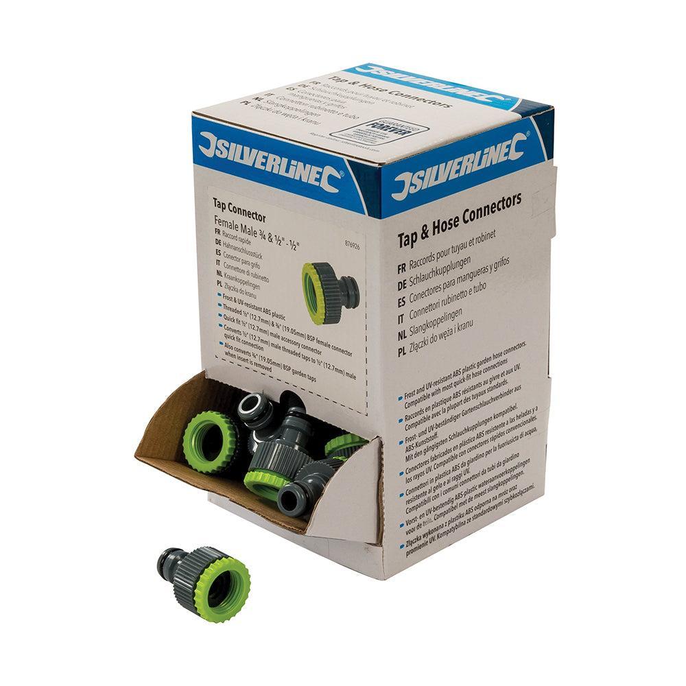 Silverline - Kraankoppelingen 1/2" en 3/4" - 1/2" displaydoos, 30 st.