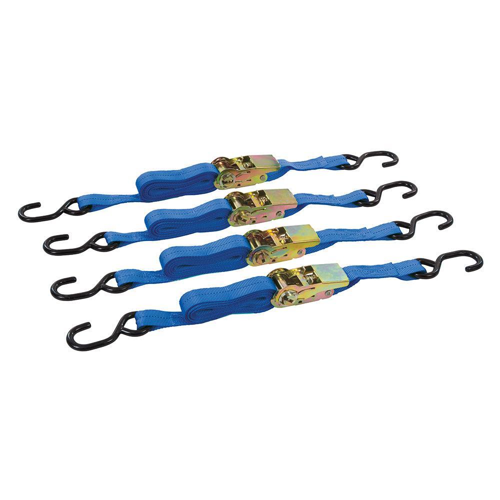 Silverline - S-haak ratel sjorbanden set, 4 pk. 4 m x 25 mm, vermogen 350 kg, sjorkracht 700 kg