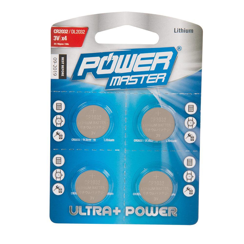 Powermaster - Lithium knoopcel batterij CR2032, 4 pk.