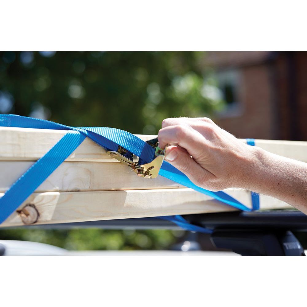 Silverline - S-haak ratel sjorbanden set, 4 pk. 4 m x 25 mm, vermogen 350 kg, sjorkracht 700 kg