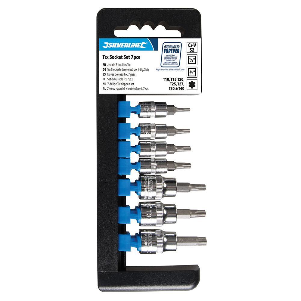 Silverline - 7-delige 1/4" en 3/8" aandrijving T10-T40 doppen set T10 - T40