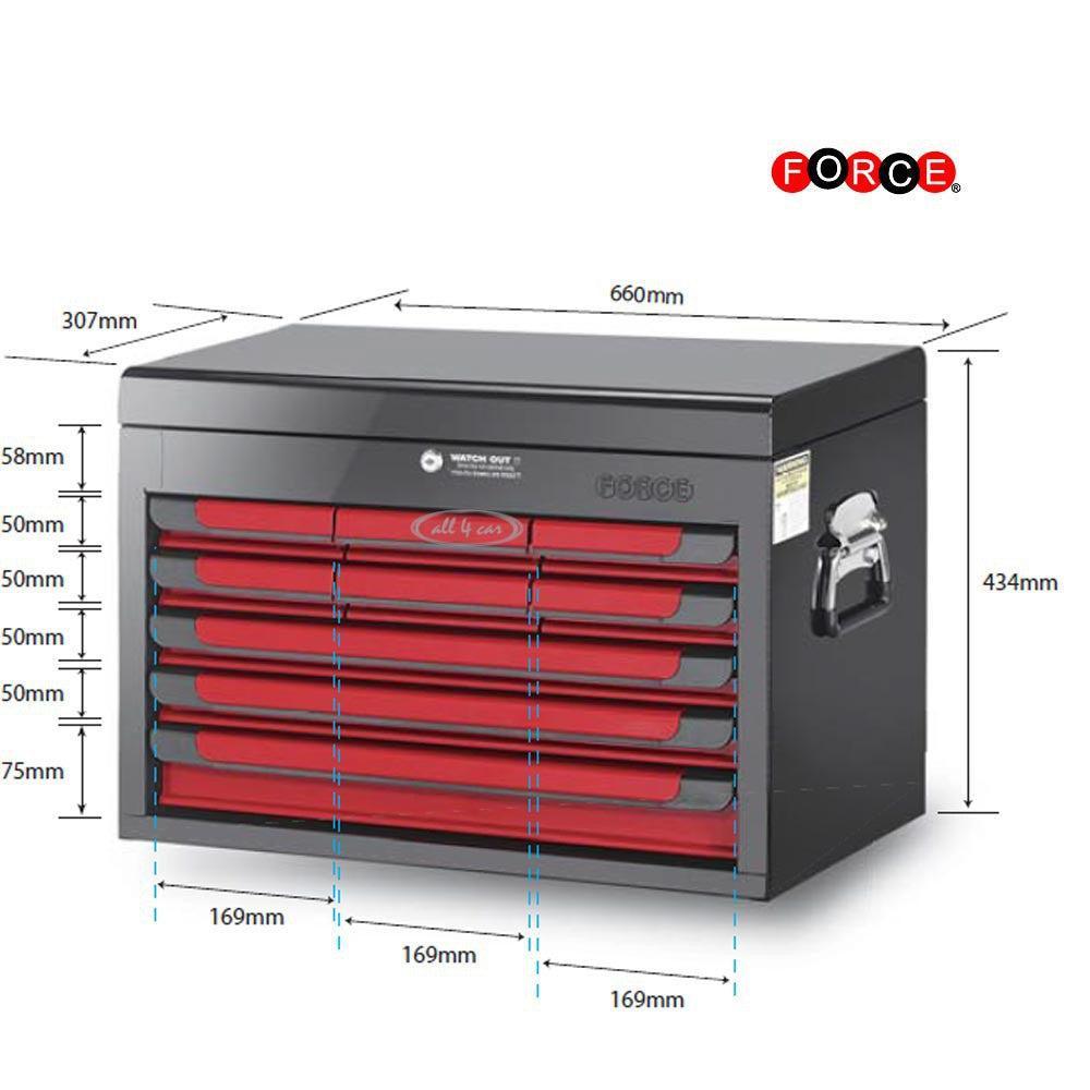 Glory red & black 9-drawer top chest with 303pc tools (S&M)