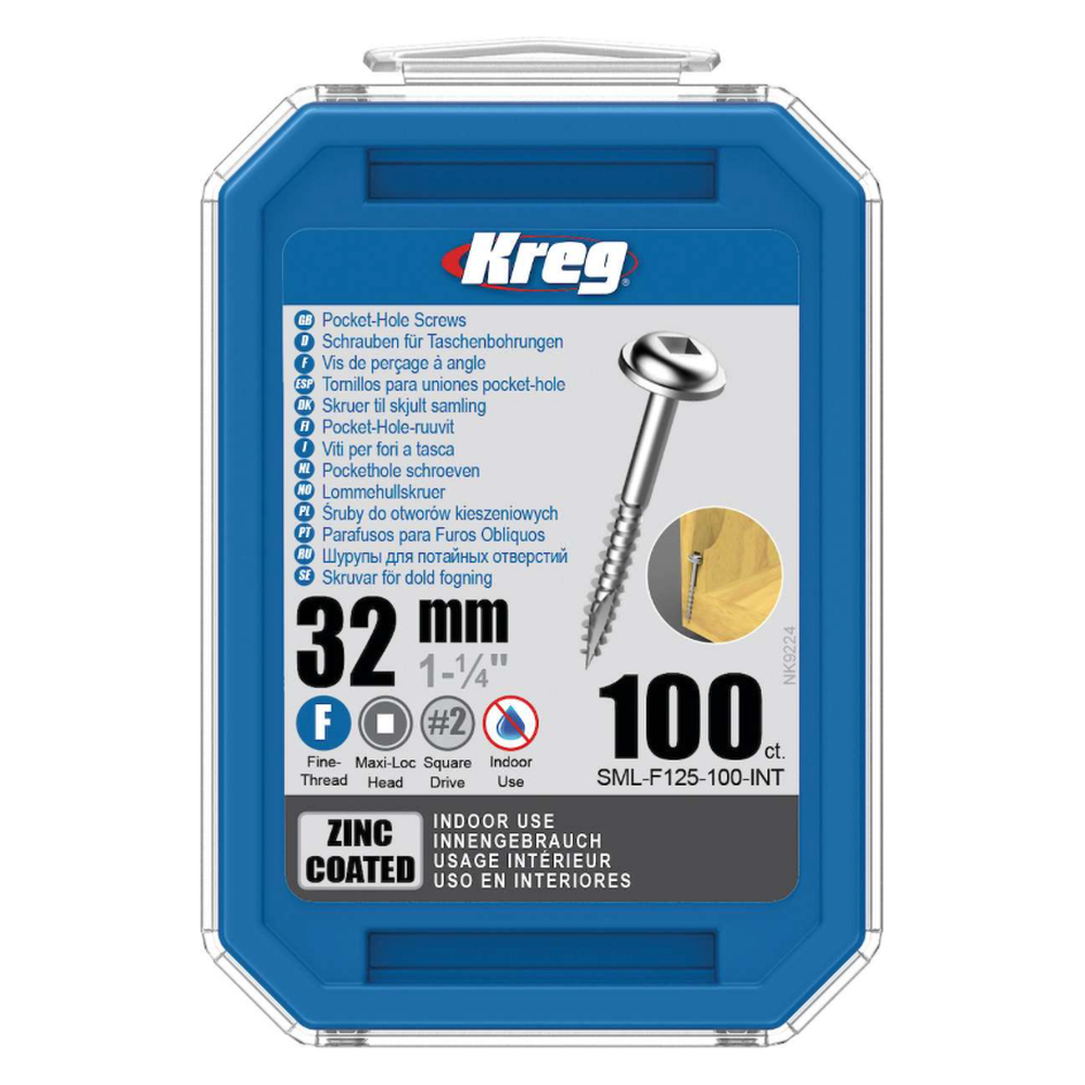 Kreg Pocket-Hole Schrauben 32 mm, Verzinkt, Maxi-Loc, Feingewinde, 100 Stück