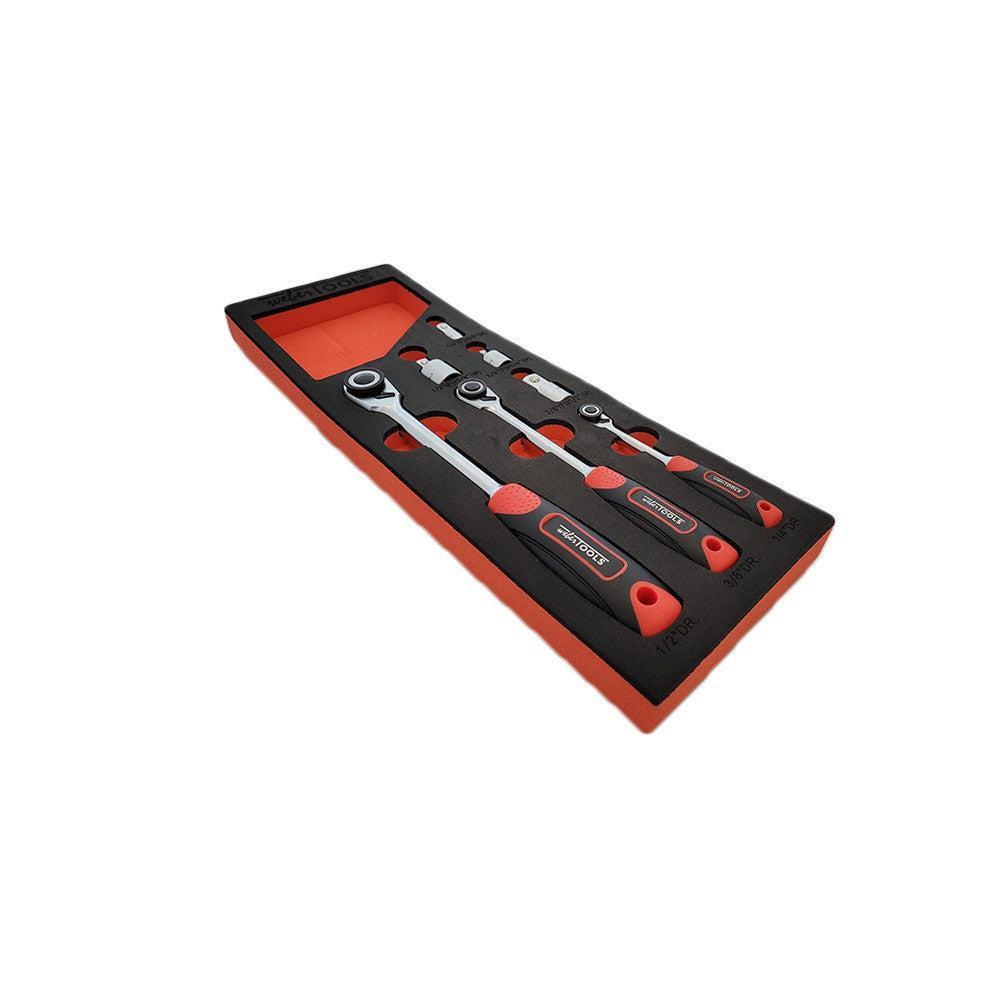 Omkeerbare ratel set voor smalle ruimtes, 1/4, 3/8 & 1/2"