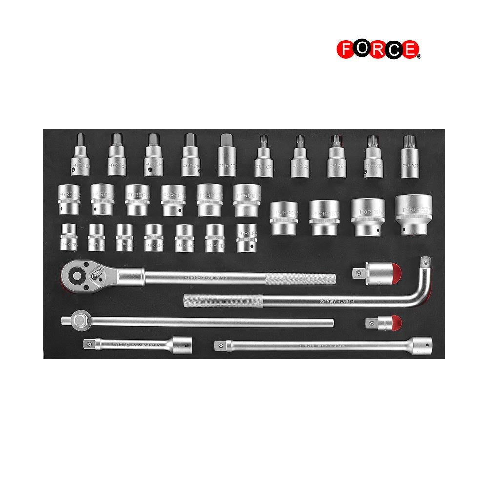 Rode jumbo Gereedschapswagen met 8 lades en 607-delig gereedschap (EVA)