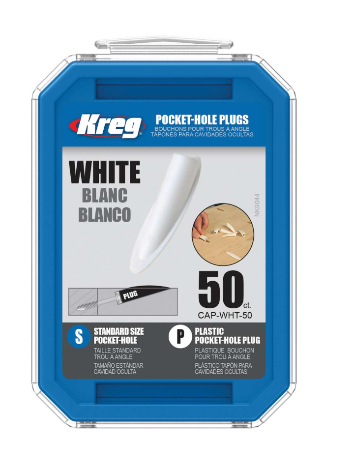 White Plastic Standard Poket-Hole Plug