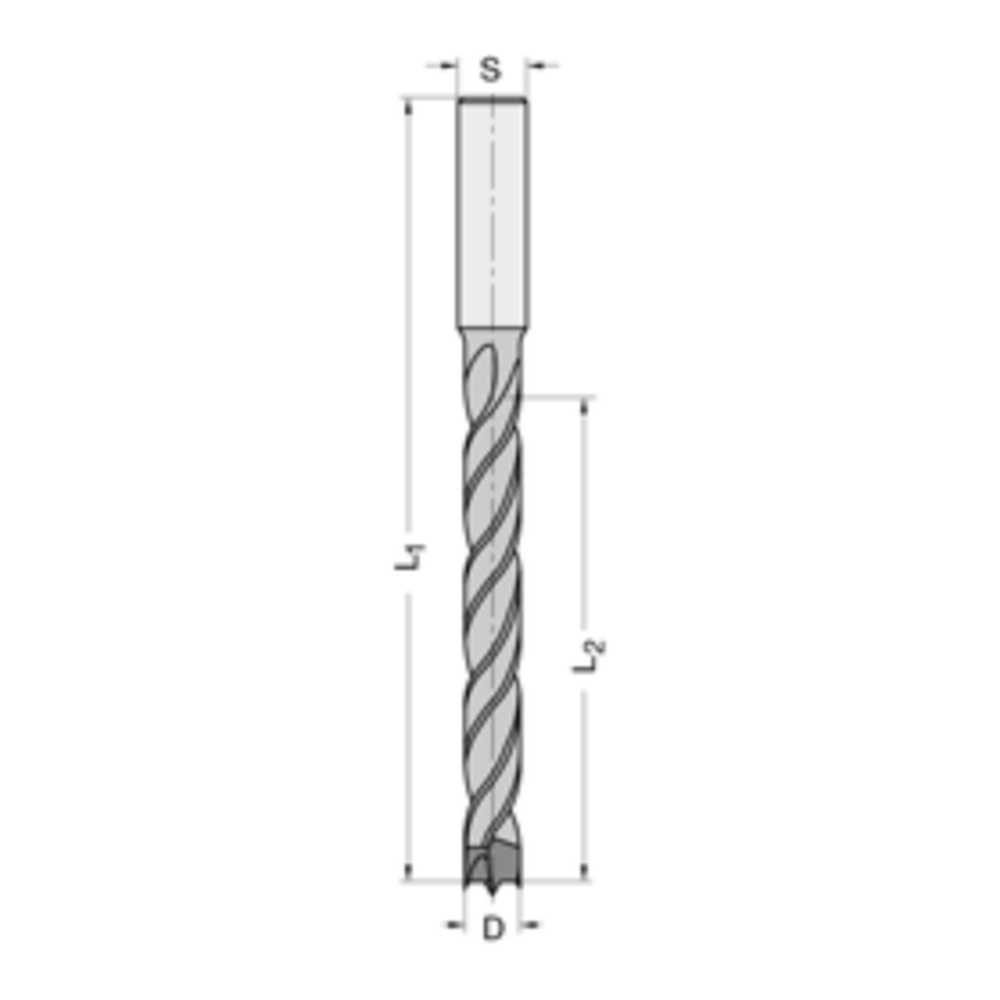 Spiraalboor HW Z=2/V=2 Met centreerpunt en spiraalgeleiding