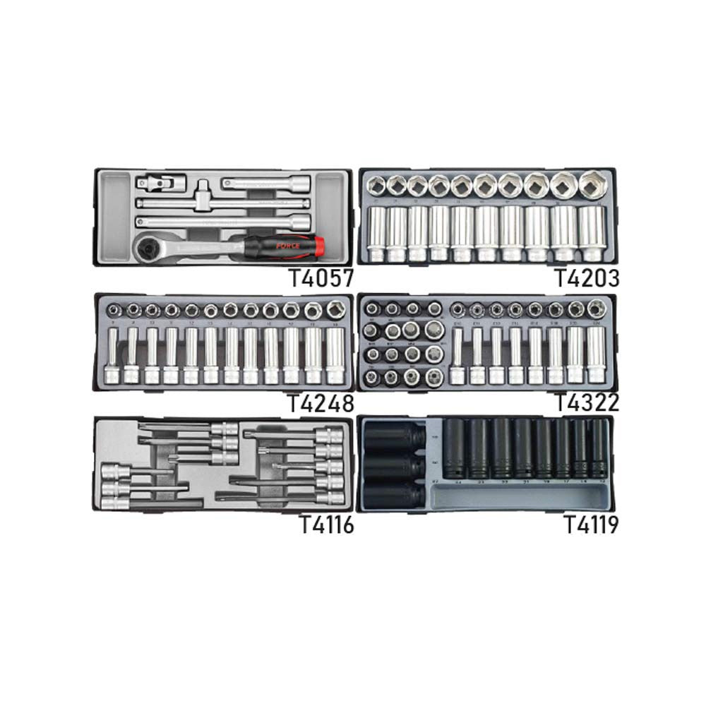 Zwarte jumbo Gereedschapswagen met 8 lades en 365-delige gereedschappen (EVA)