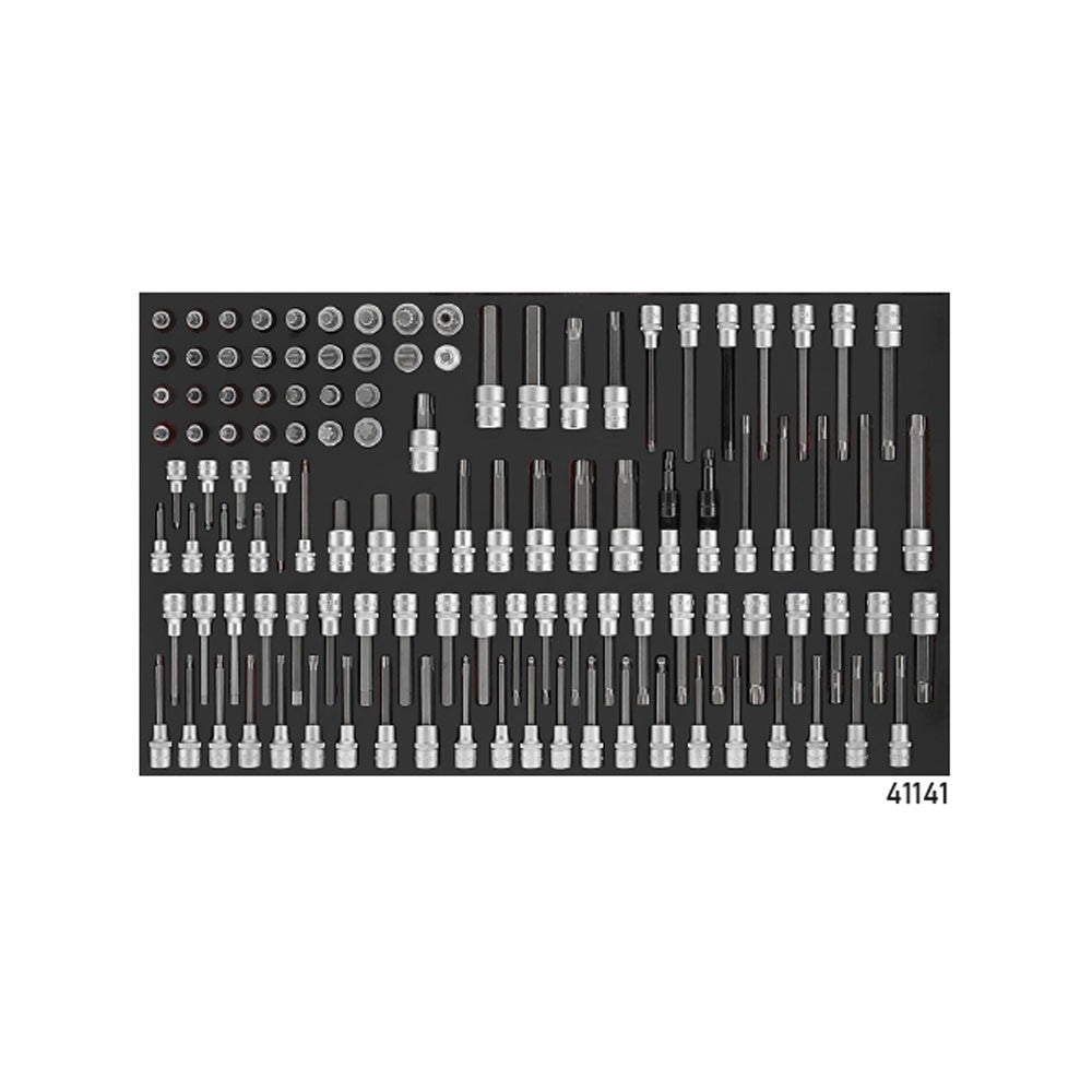 Zwarte jumbo Gereedschapswagen met 8 lades en 531-delig gereedschap (EVA)
