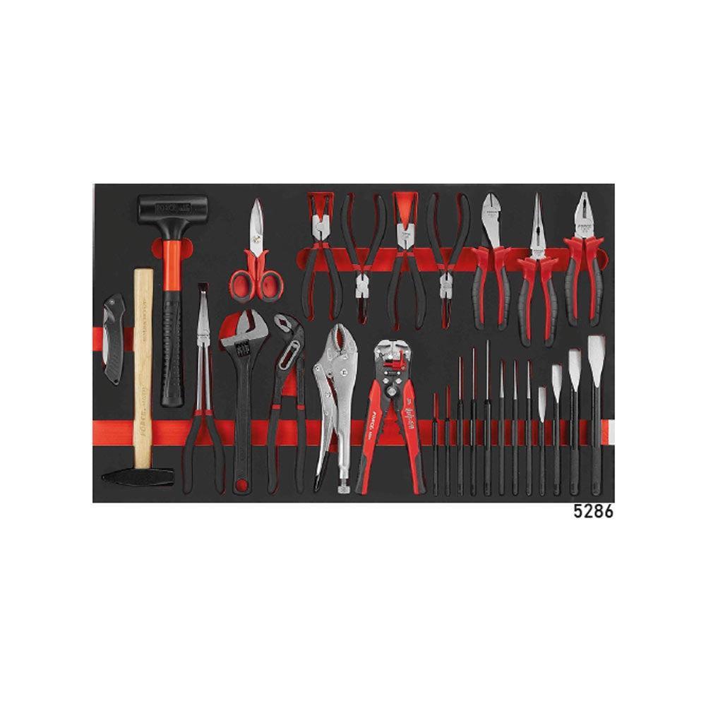Zwarte jumbo Gereedschapswagen met 8 lades en 531-delig gereedschap (EVA)