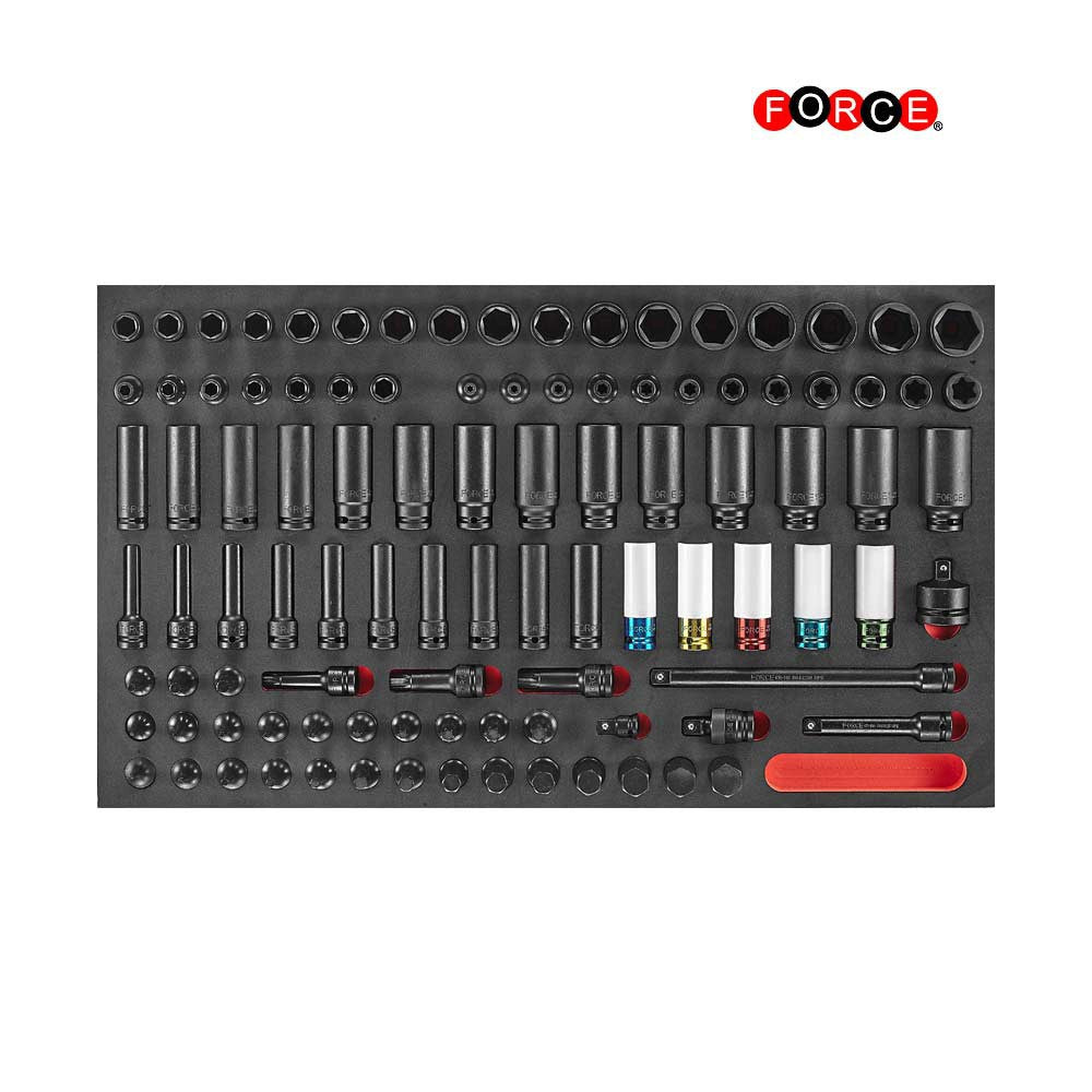 Zwarte jumbo Gereedschapswagen met 8 lades en 607-delig gereedschap (EVA)