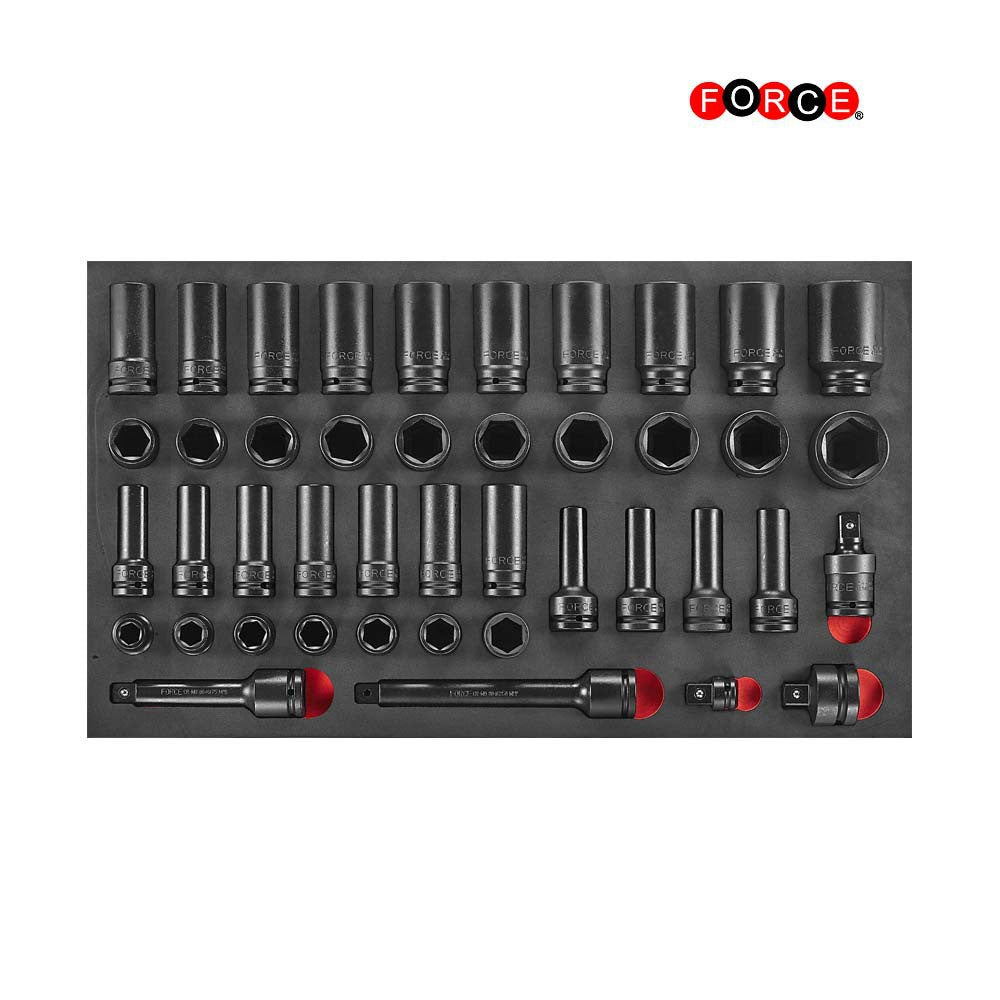 Zwarte jumbo Gereedschapswagen met 8 lades en 607-delig gereedschap (EVA)