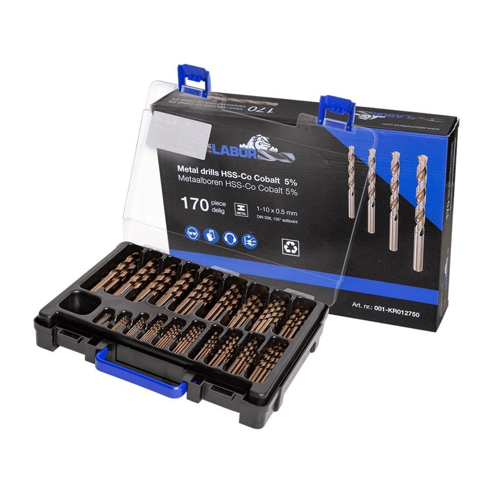 Labor RoseBox Metaalborenkoffer DIN338 HSS-Co Cobalt 5% 170-delig 1-10mm x0.5mm 1DS-0