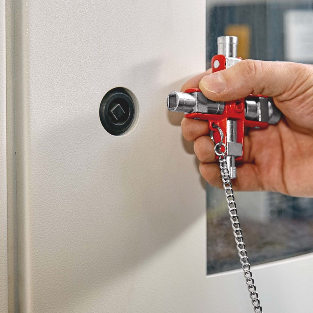 KNIPEX 00 11 06 Universele sleutel voor alle standaard schakelkasten en afsluitsystemen 90 mm (zelfb-7
