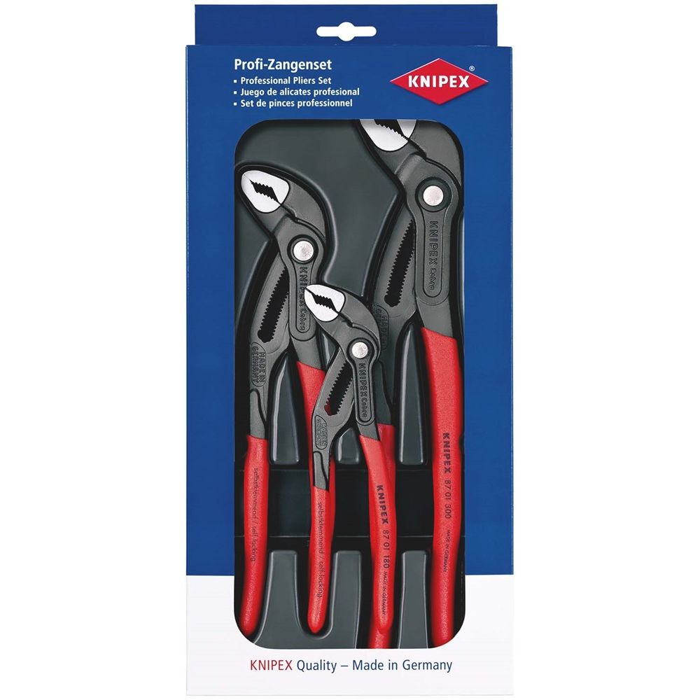 KNIPEX 00 20 09 V02 Cobra®-set 1 x 87 01 150, 1 x 87 01 250, 1 x 87 01 300 (zelfbedieningskaart/bli-0