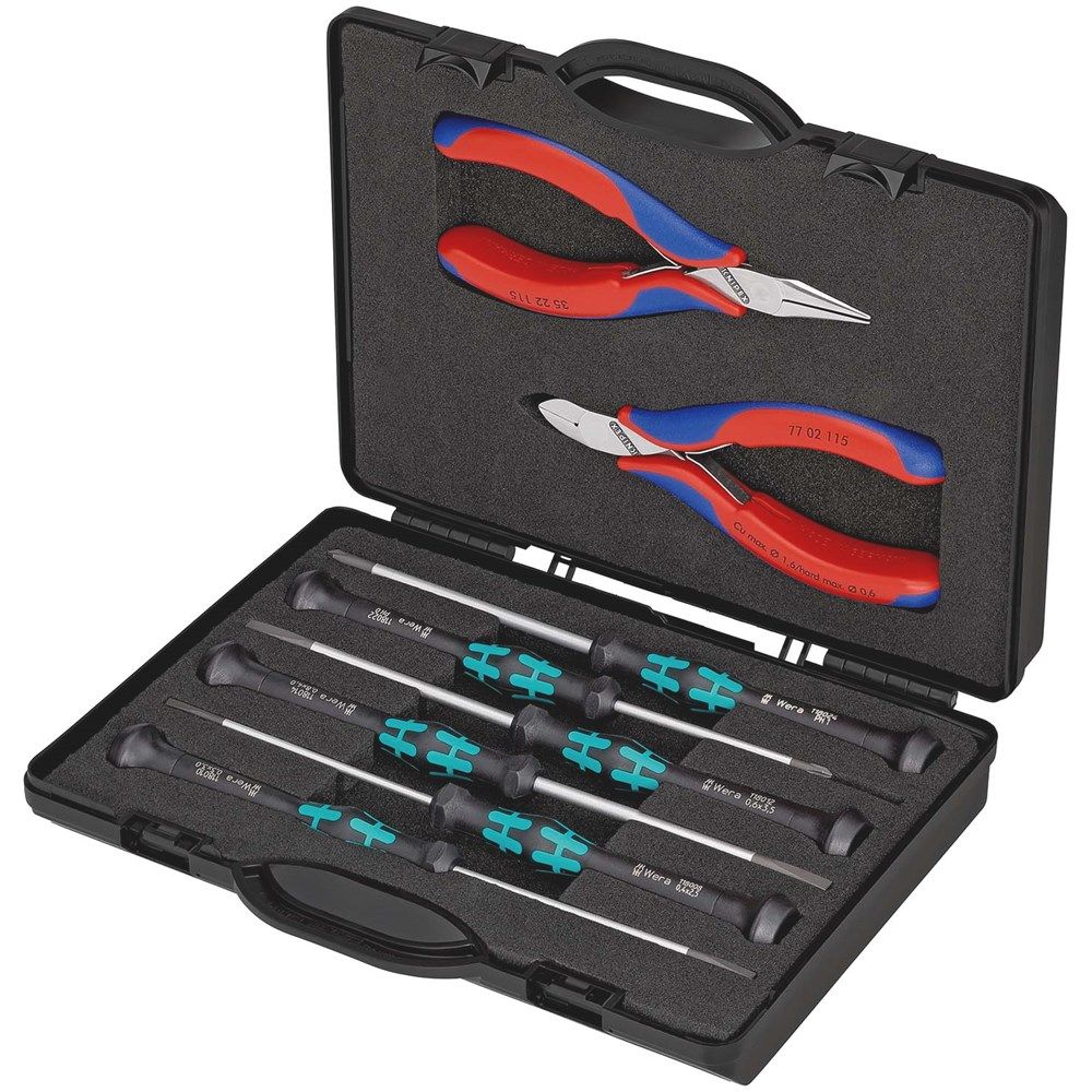 KNIPEX 00 20 18 Etui met elektronicatangen met gereedschappen voor werken aan elektronische componen-0