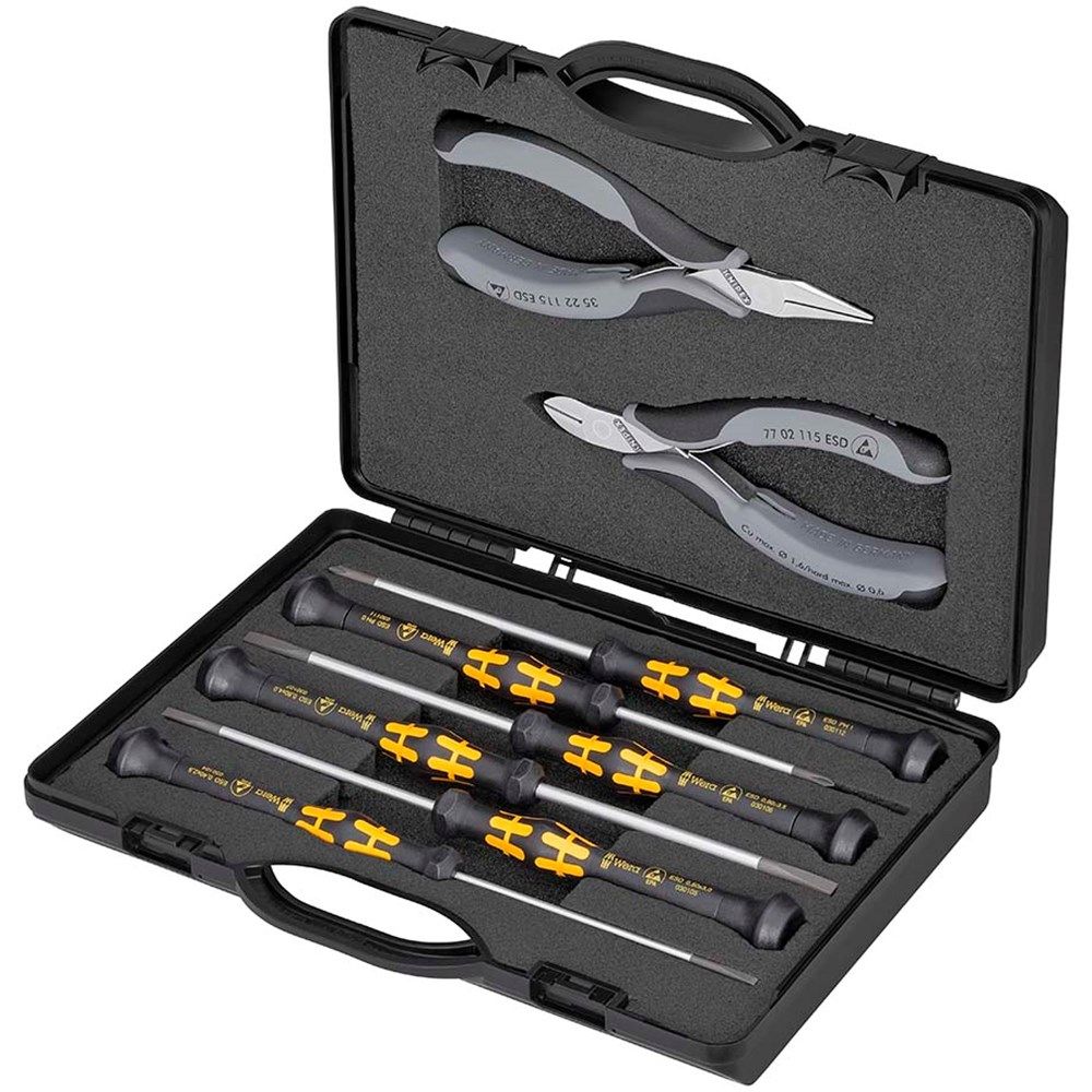 KNIPEX 00 20 18 ESD Etui met elektronicatangen met gereedschappen voor werken aan elektronische comp-0