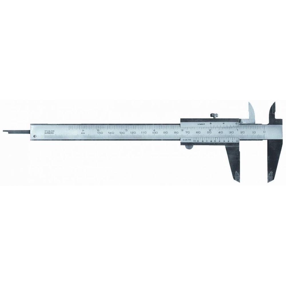 Schuifmaat RVS links 150x40mm met vast- zetschroef in etui-0