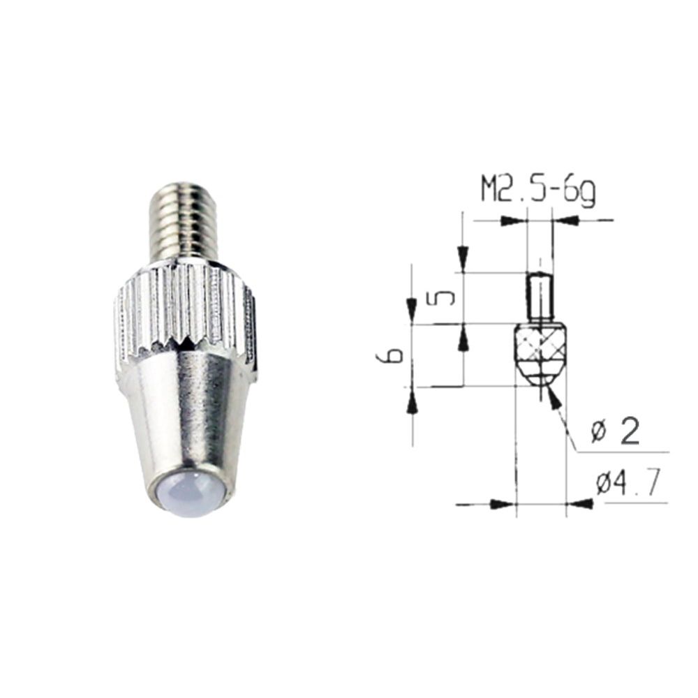 Meetinzet voor meetklok, kogel 2mm, aansluitdraad M2,5-0
