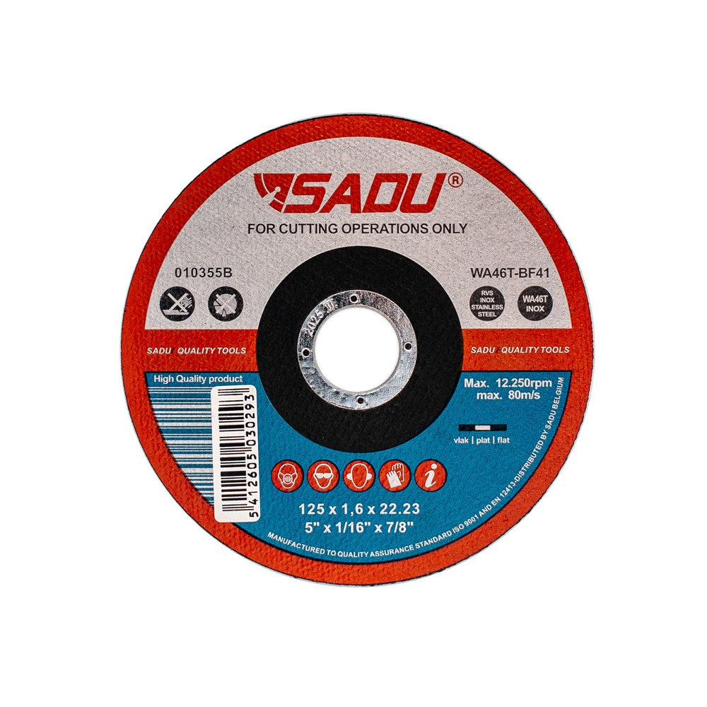 Doorslijpschijf 125x1,6x22mm RVS Vlak A46T-0