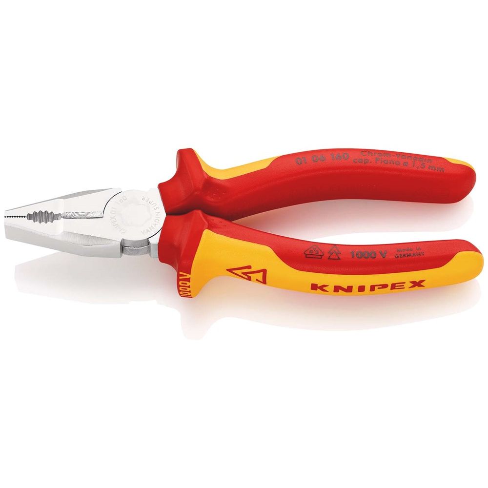 KNIPEX 01 06 160 Kombitang Chroom-Vanadium geïsoleerd met meer-componentengrepen, VDE-getest verchro-0