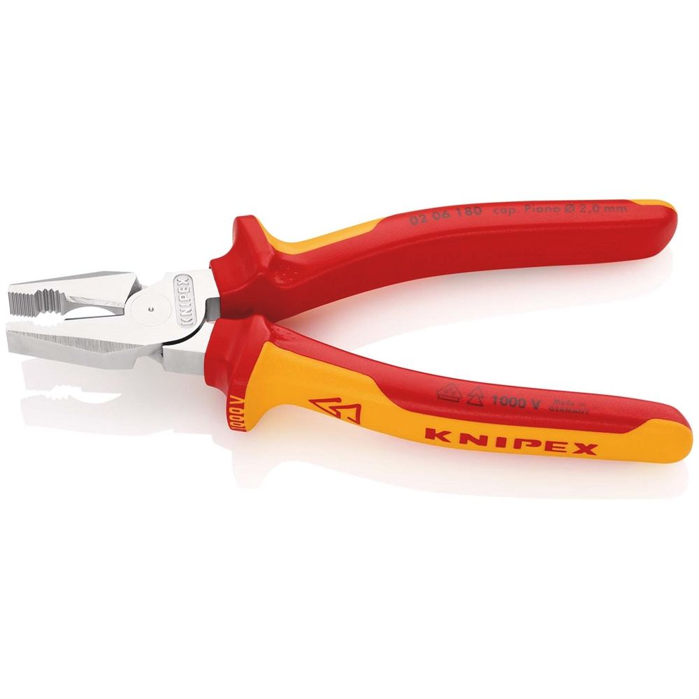 KNIPEX 02 06 180 Kracht-Kombitang geïsoleerd met meer-componentengrepen, VDE-getest verchroomd 180 m-2