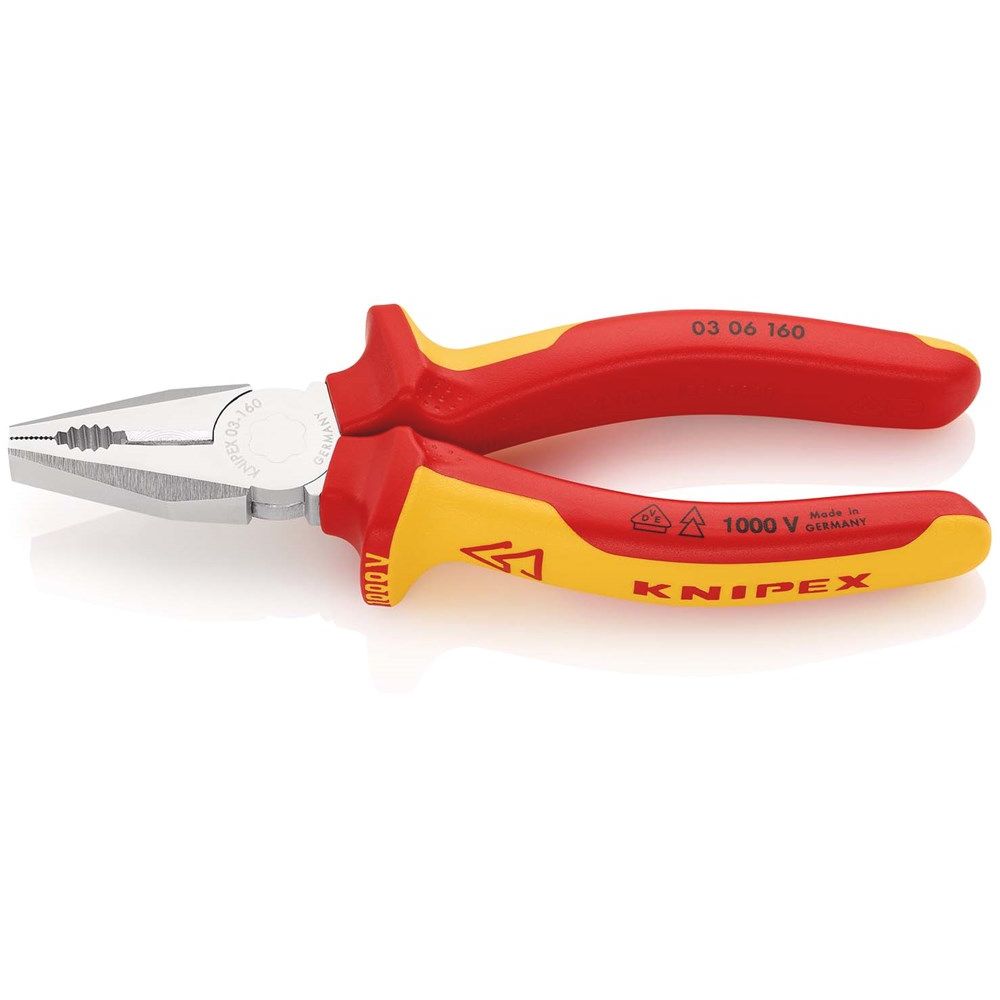 KNIPEX 03 06 160 Kombitang geïsoleerd met meer-componentengrepen, VDE-getest verchroomd 160 mm-0