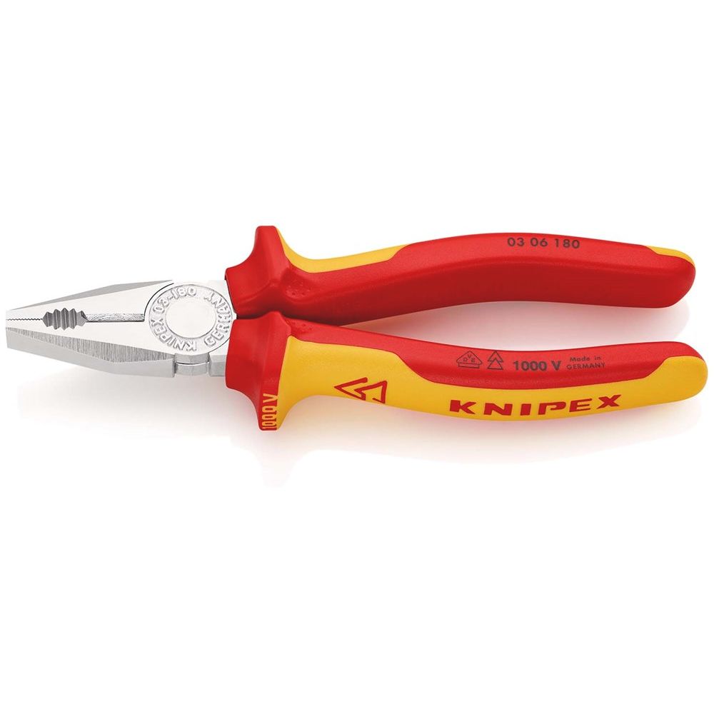 KNIPEX 03 06 180 Kombitang geïsoleerd met meer-componentengrepen, VDE-getest verchroomd 180 mm-0