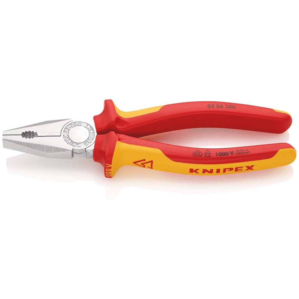KNIPEX 03 06 200 Kombitang geïsoleerd met meer-componentengrepen, VDE-getest verchroomd 200 mm-0