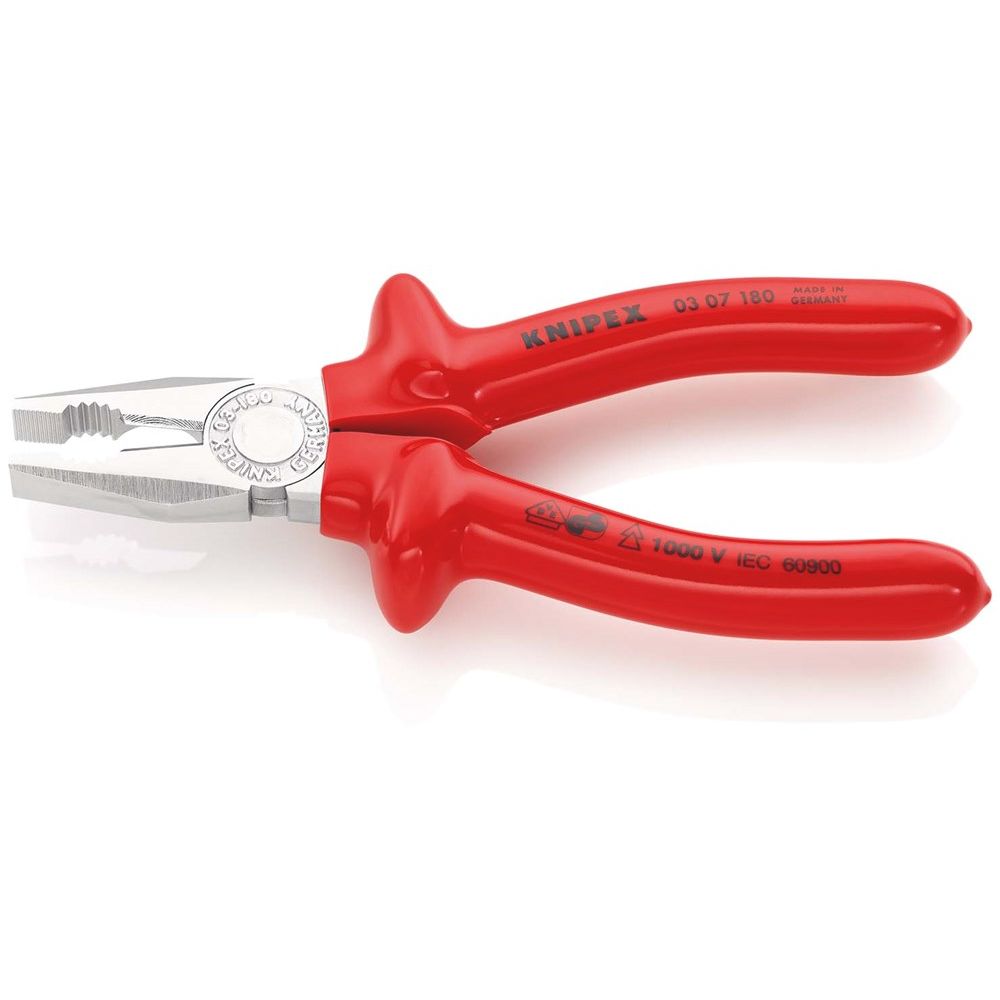 KNIPEX 03 07 180 Kombitang dompelisolatie, VDE-getest verchroomd 180 mm-2