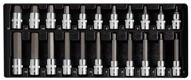 1/2" Doppenset inbus, kort+lang, 22-delig, M-module