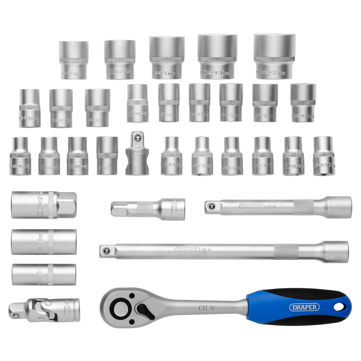 1/2" Doppenset INCH + metrisch, 33dlg