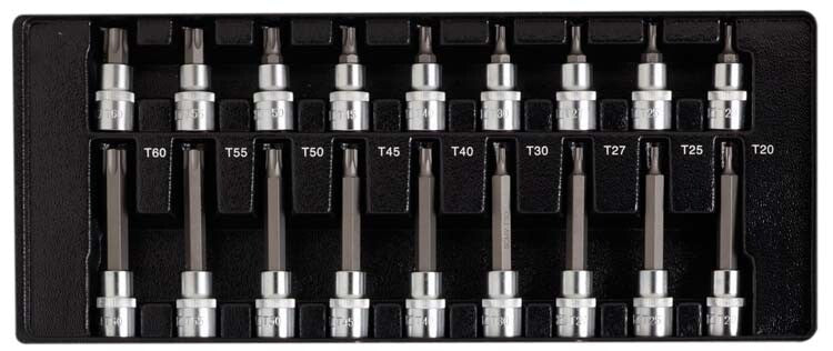 1/2" Doppenset torx, kort+lang, 18-delig, M-module
