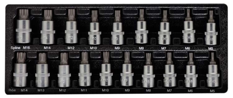 1/2" Doppenset veeltand/ ribe, 19-delig, S-module