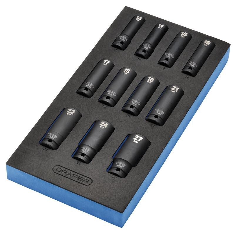 1/2" Krachtdoppenset lang in FOAM, 11dlg