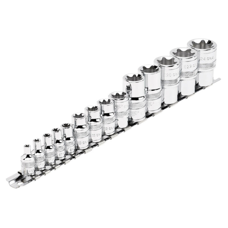 1/4"+3/8"+1/2" Doppenrail E-torx, 14dlg