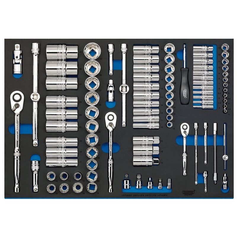 1/4"+3/8"+1/2" gereedschapset in FOAM, 96-delig