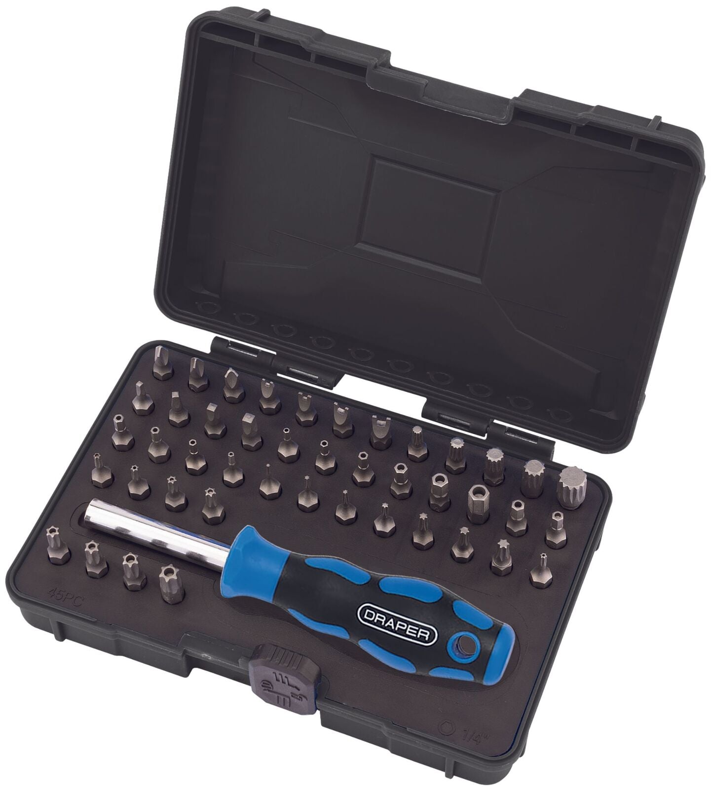 1/4" Bitset security met schroevendraaier, 45-delig