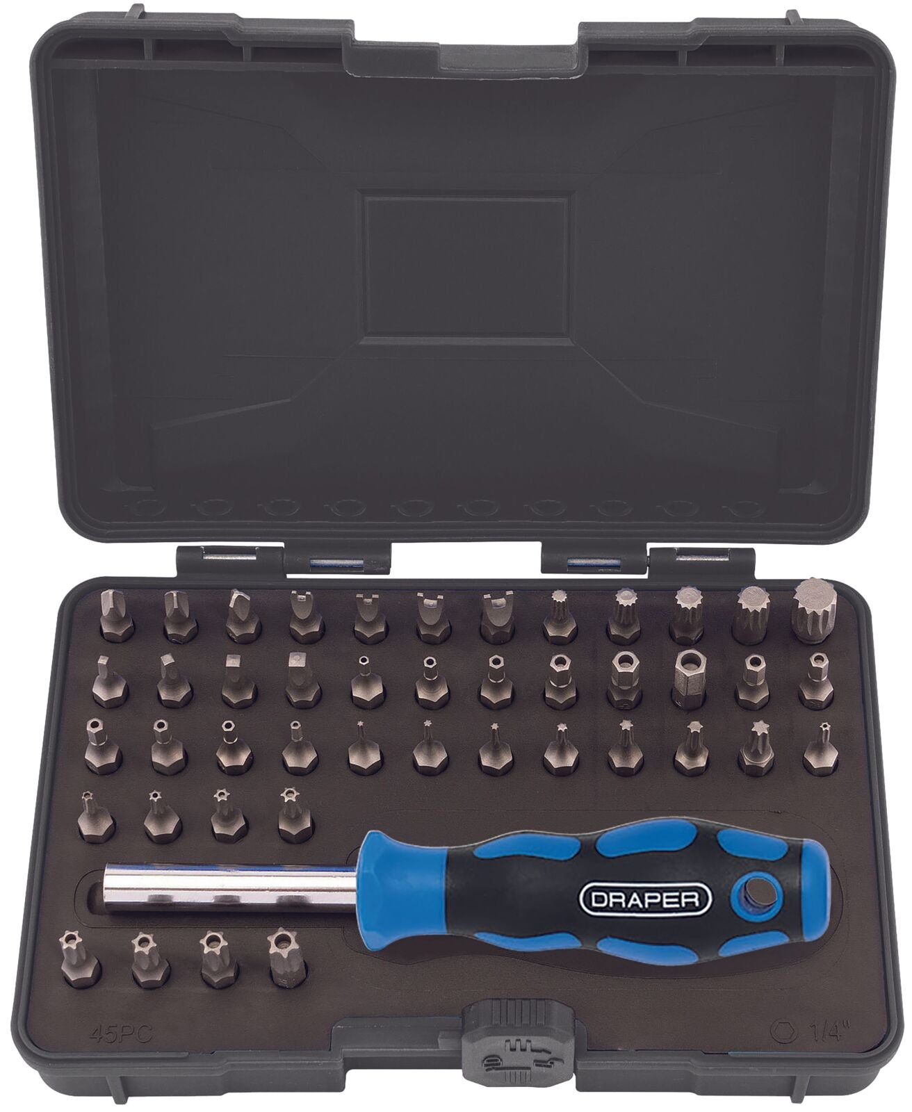 1/4" Bitset security met schroevendraaier, 45-delig
