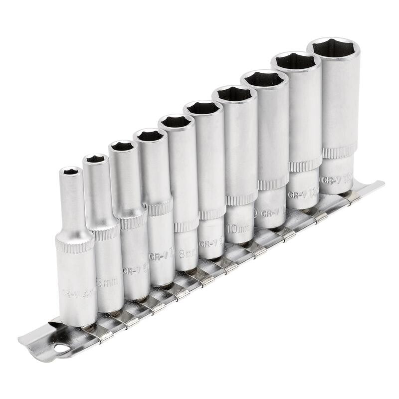 1/4" Doppenrail lang, 10-delige