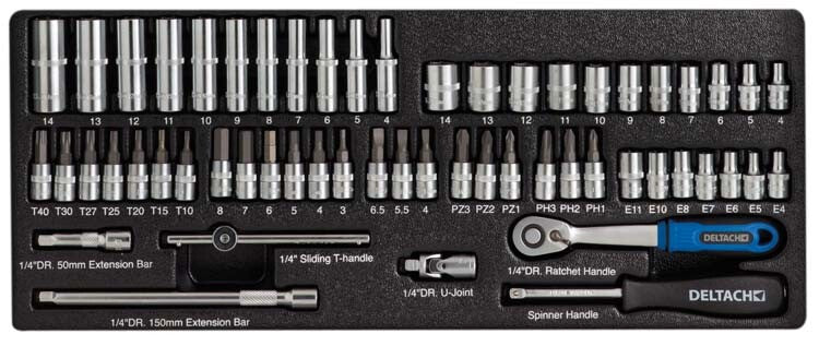1/4" Doppenset, 57-delig, M-module