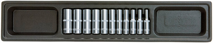 1/4" Doppenset lang 6 kant, 11-delig, S-module