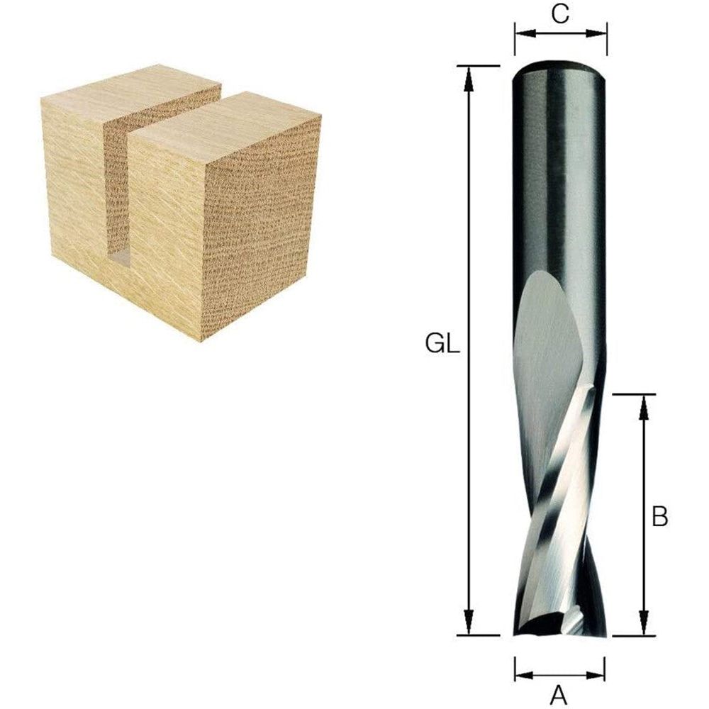Groeffrees VHM 4x15x50mm Spiraalvorm 2-snijkanten kolf 8mm-2